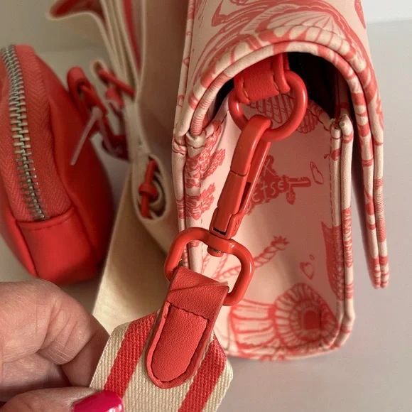 ☀️Betsey Johnson Pink Crossbody Bag With Coral Sea Life and Coin pouch - Picture 12 of 15